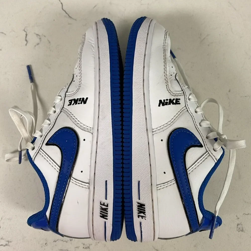 Little Kid's Nike Force 1 LV8 White/White-Black-Game Royal (DO3807 100) Size 11C